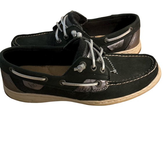 SPERRY TOP-SIDER IVYFISH NAVY SILVER BOAT SHOES SIZE: 7.5 M Preppy School - Picture 2 of 8